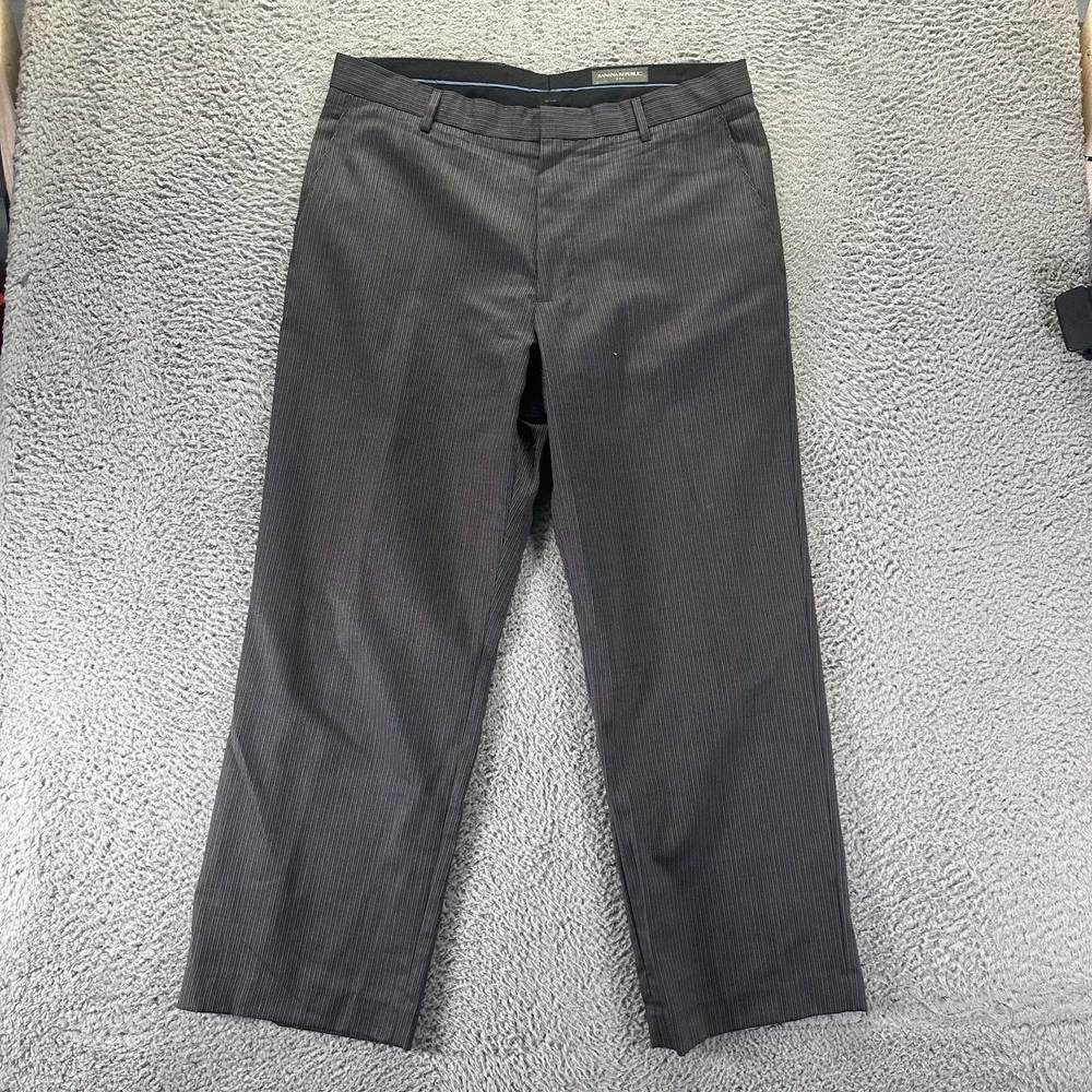 Banana Republic Pant 38x30 Gray Pinstripe Wool Dress Straight Preppy Business